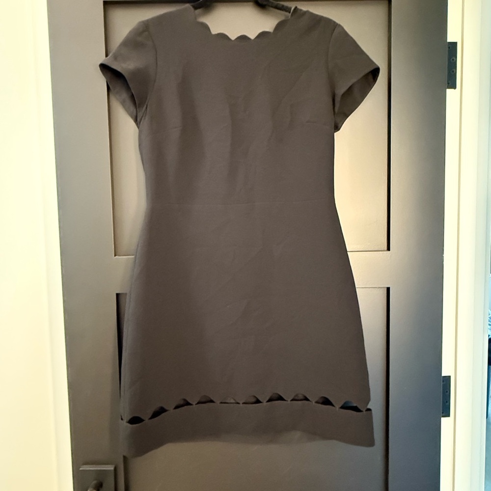 Club Monaco Black Scalloped Mini Dress